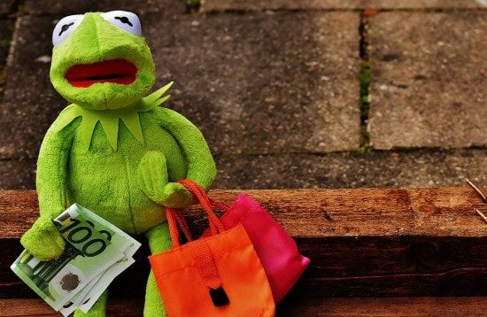 kermit with bags